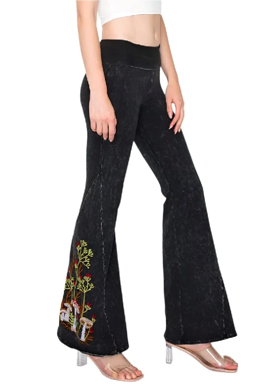 Year-End Clearance T-Party Mineral Washed Mushroom Embroidery Yoga Pant 7207CJ208