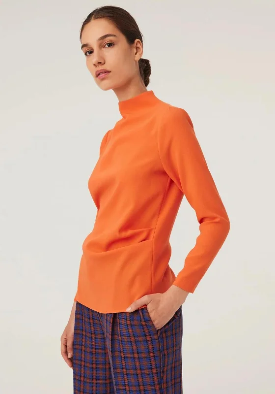 Online Only Exquise Funnel Neck Top, Orange
