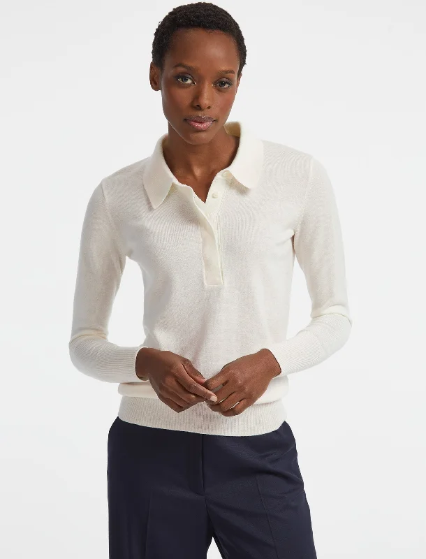 Super Deal Josie Wool Collared Jumper - Cream