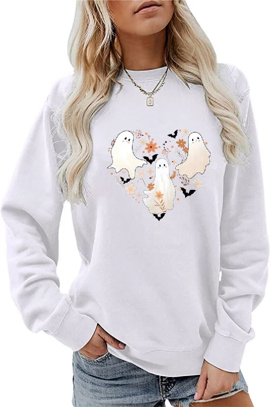 Overstock GHOST FUN PRINTED LONG SLEEVE CASUAL TOP FOR WOMEN