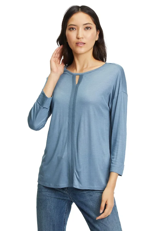 Today Only Betty Barclay Keyhole Tunic Style Top, Blue