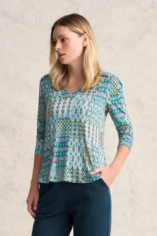 Limited Quantity Printed Shirred Top - Vintage Embroidery