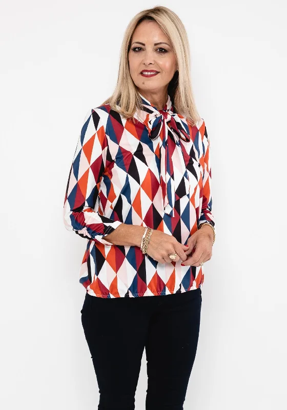 Weekend Discounts to Grab Leon Collection Diamond Print Top, Multi