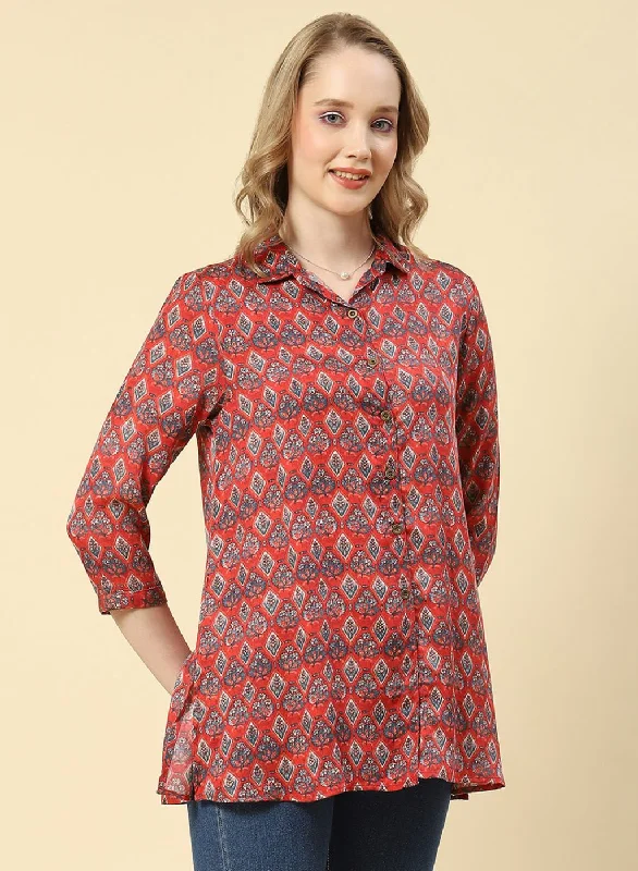 Weekend Bargains Galore Women Red Printed Top