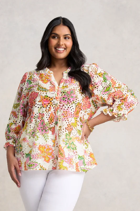 Price Cut Broderie Printed Shirt
