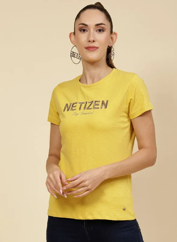 Flash Sale Women Yellow Embroidered Top