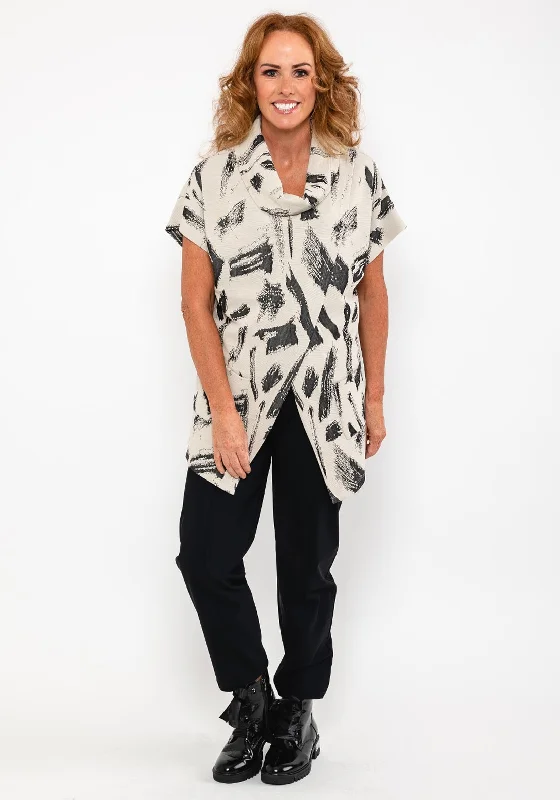 Quick Sale Inco Embossed Knit Top, Stone & Black