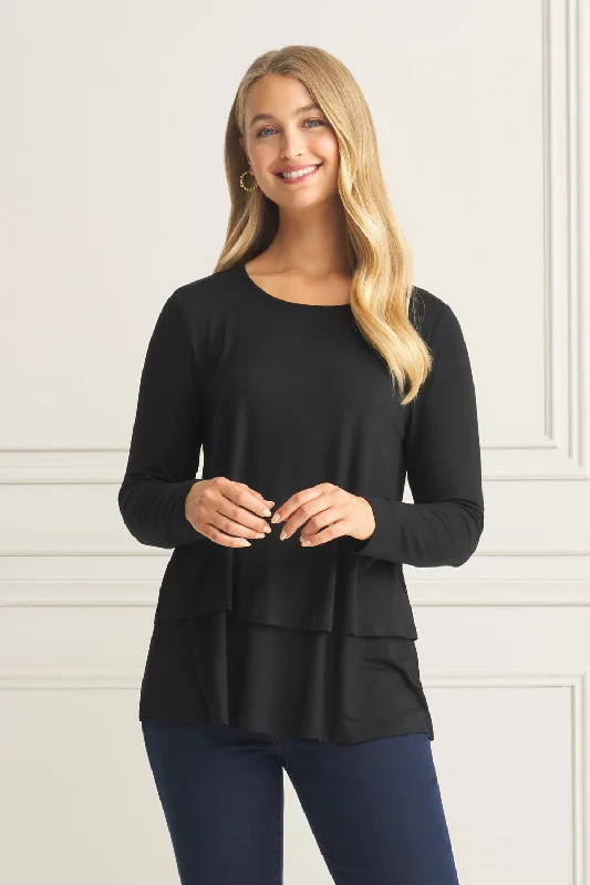 Weekend Offers That Excite Long Sleeve Layered Tee - Black