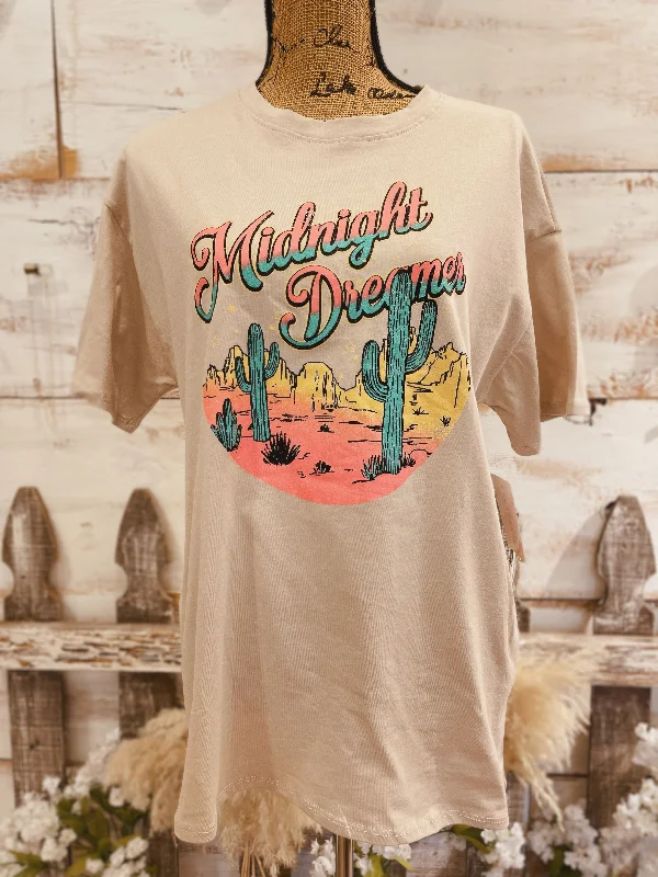 Special Price MIDNIGHT DREAMER OVERSIZED TEE IN SAND