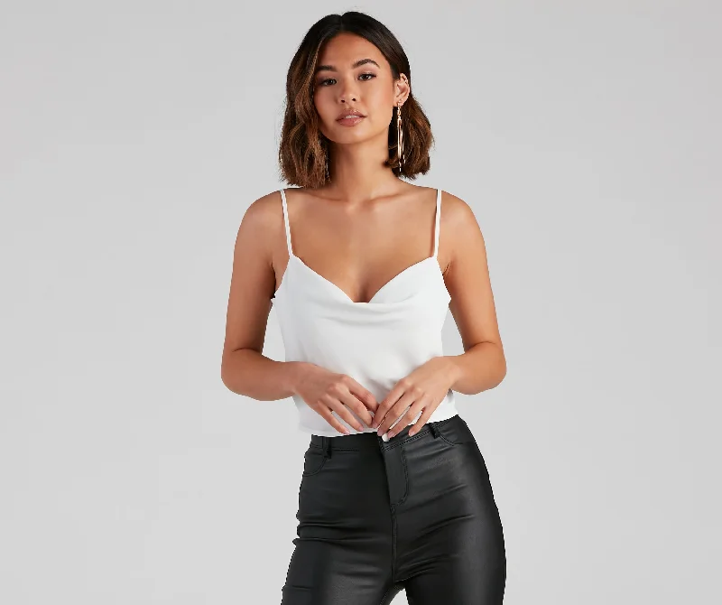 One-DAY Sale Class Act Cowl Neck Cami Top