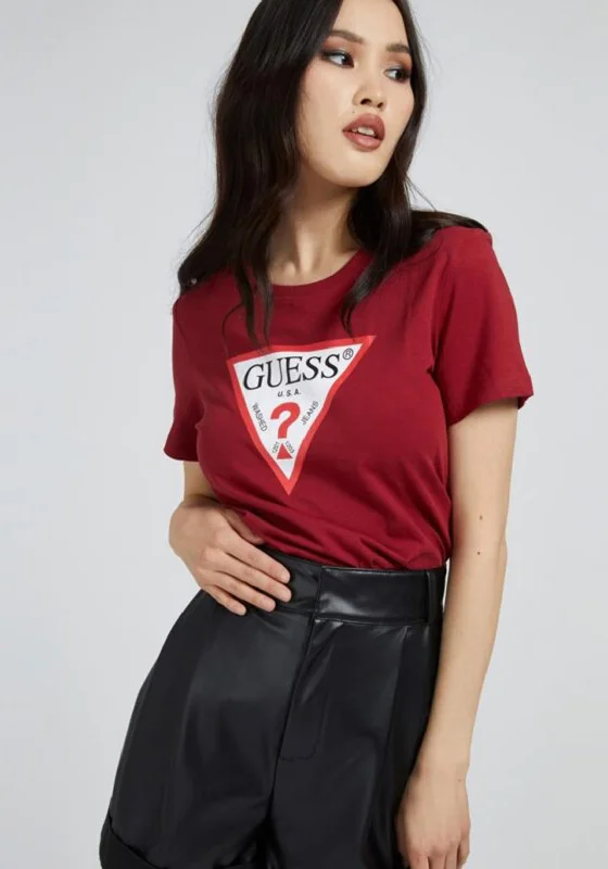 Special Discount Guess Womens Iconic Logo T-Shirt, Ruby