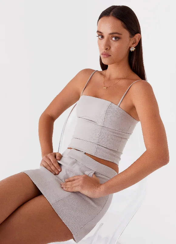 Weekend Discounts to Enjoy Eliana Crop Top - Grey