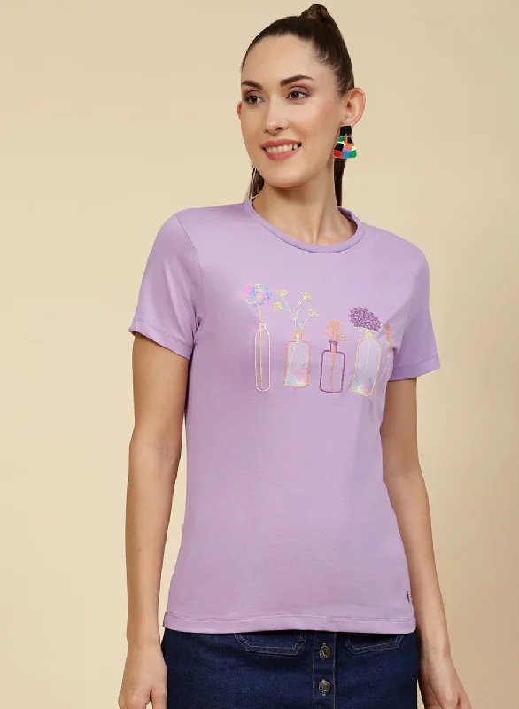 Daily Special Women Purple Embroidered Top