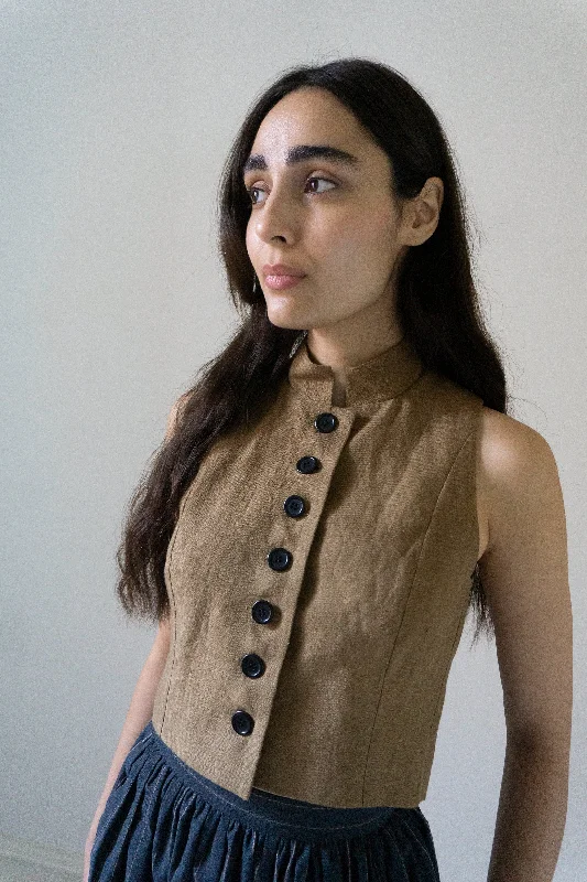 Now Available Ada Linen Waistcoat - Willow