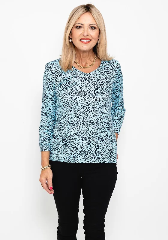 Can't Resist Leon Collection Animal Print Top, Blue Multi