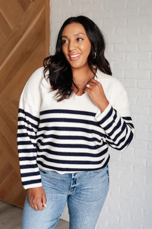 Instant Discount Memorable Moments Striped Sweater in White