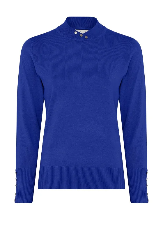 Holiday Sale Micha Buttoned Funnel Neck Sweater, Blue