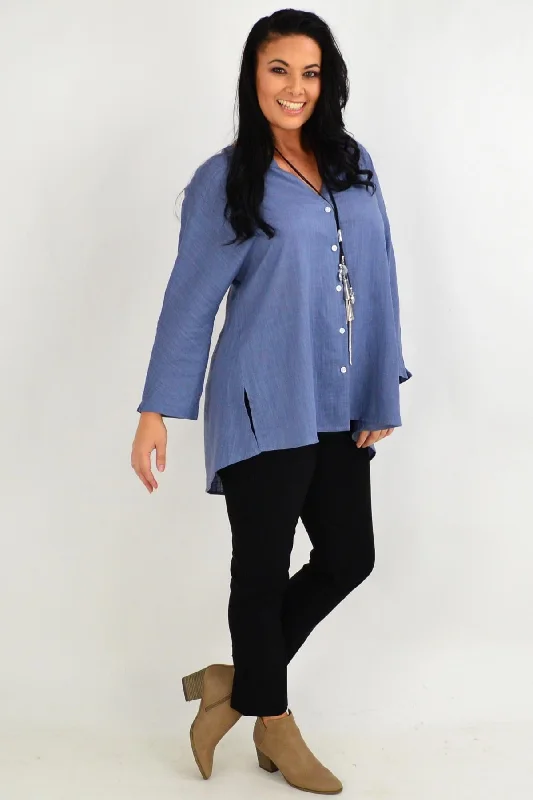 Exclusive Access Steel Grey V Neck Linen Shirt