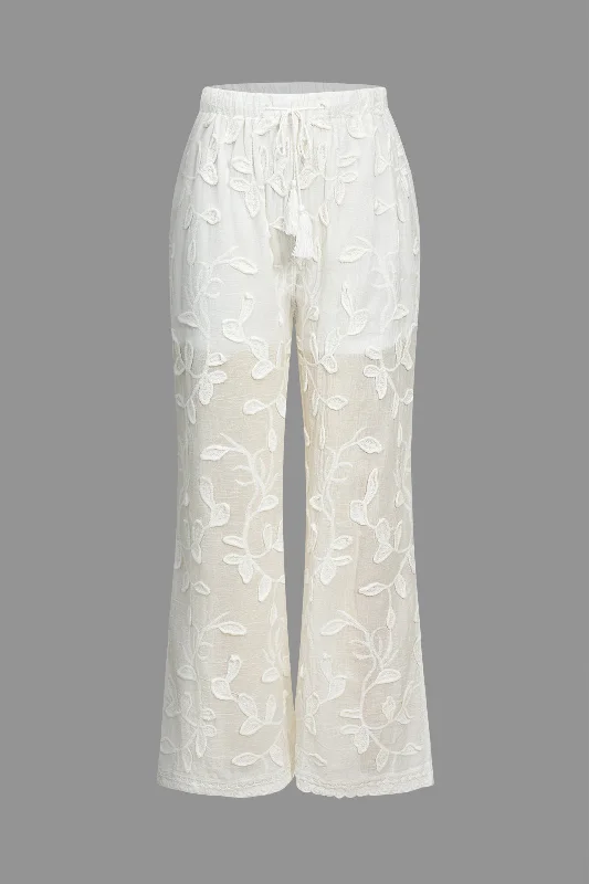 Weekend Bargains to Savor Solid Jacquard Wide Leg Trousers