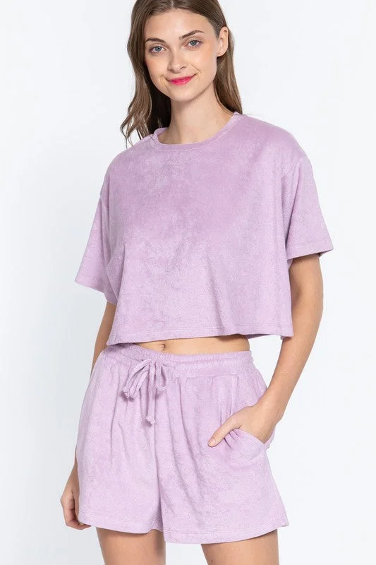 Special Offer watching sunsets terry crew neck top