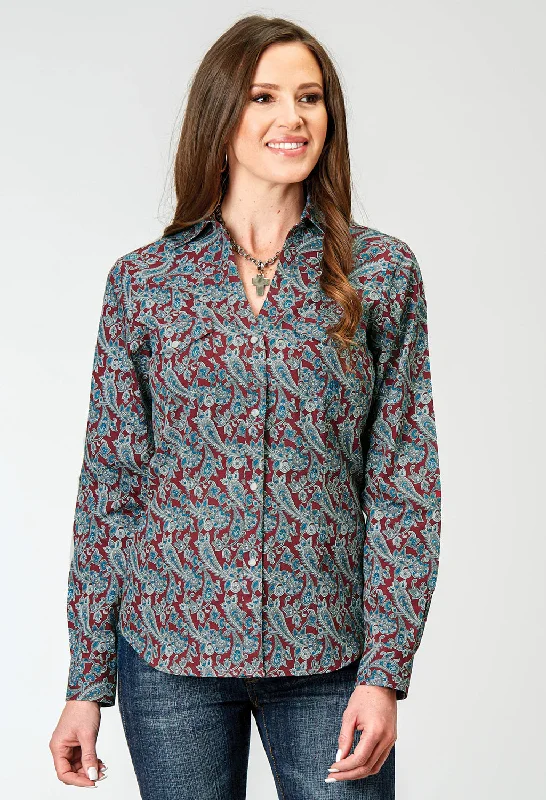 Limited Supply Roper Womens 1935 River Paisley Red 100% Cotton L/S Shirt