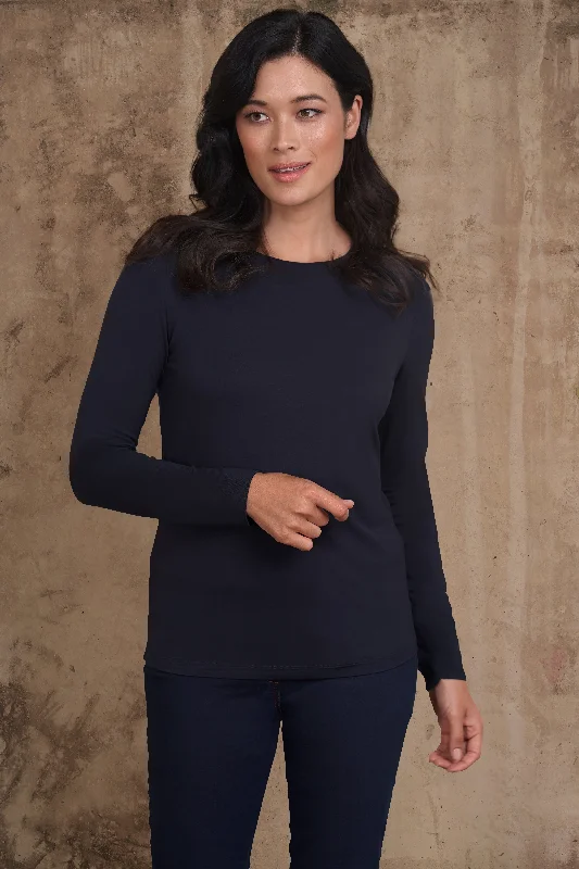Shop and Save Long Sleeve Crew Neck Top - Ink