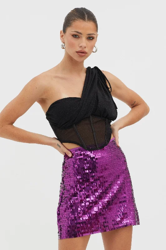Weekend Bargains to Cherish Starry December Sequin Mini Skirt Purple