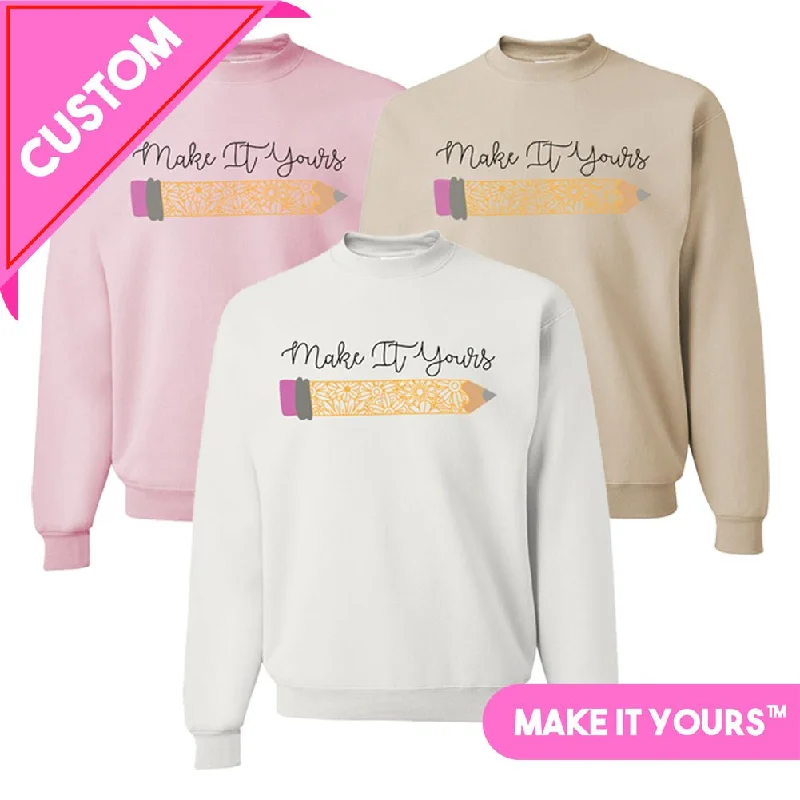 Price Reduction Make It Yours™ 'Floral Pencil' Crewneck Sweatshirt