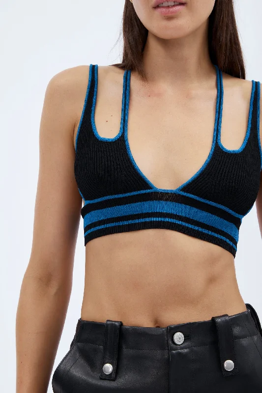 Best Deals Fitted X Black Blue Bra Top