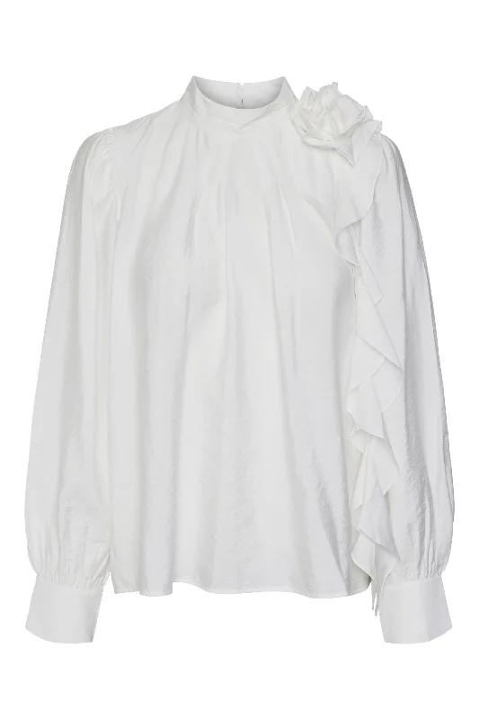 Unbeatable Deal Vero Moda - Vmbailey Ls Frill Top - 4578980 Snow White