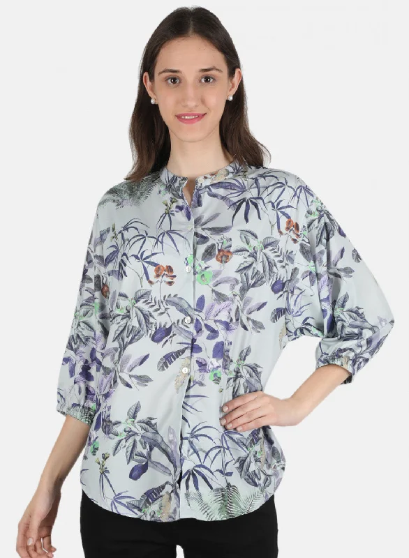 Super Bargain Women Grey Printed Top