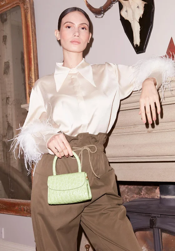 Weekend Bargains to Grab Jovonna Vik Feather Cuff Shirt, Beige