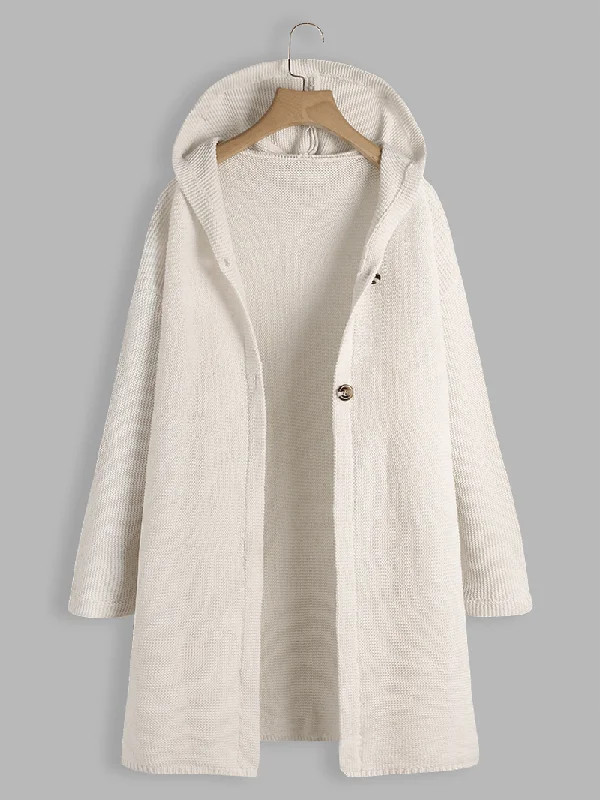 Take Action Women Casual Solid Color Hooded Cardigans