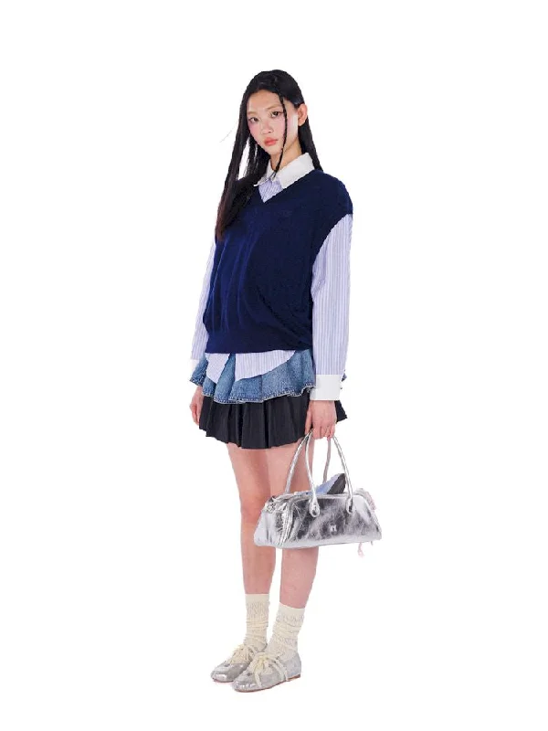 Reduced Prices COLLEGE STYLE SLEEVELESS V-Neck Vest [S0000008613]
