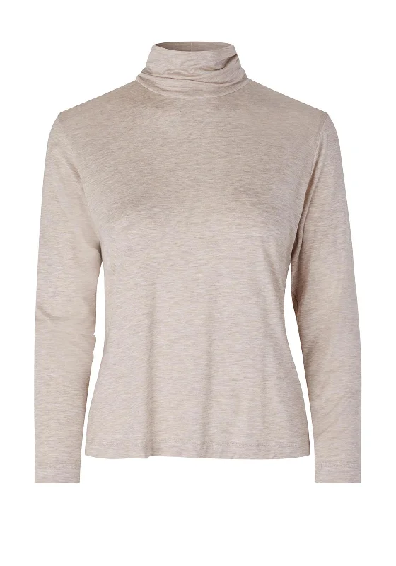 Massive Deal Masai Brunis Turtleneck Top, Beige Melange