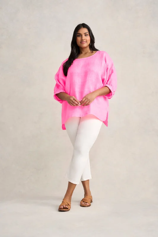 The Best Prices French Linen Stripe Tunic - Neon Pink