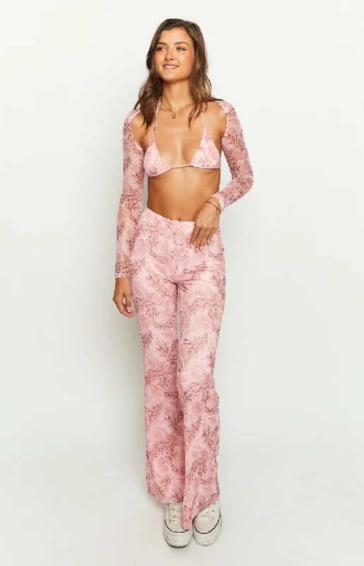Big Savings Main Act Pink Swirl Snake Print Pants