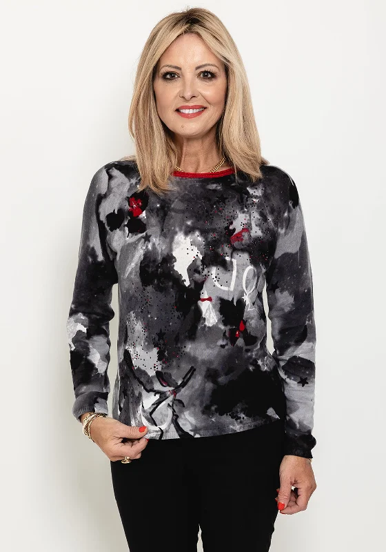 Epic Deals Rabe Long Sleeve Fine Knit T-Shirt, Dark Grey Multi