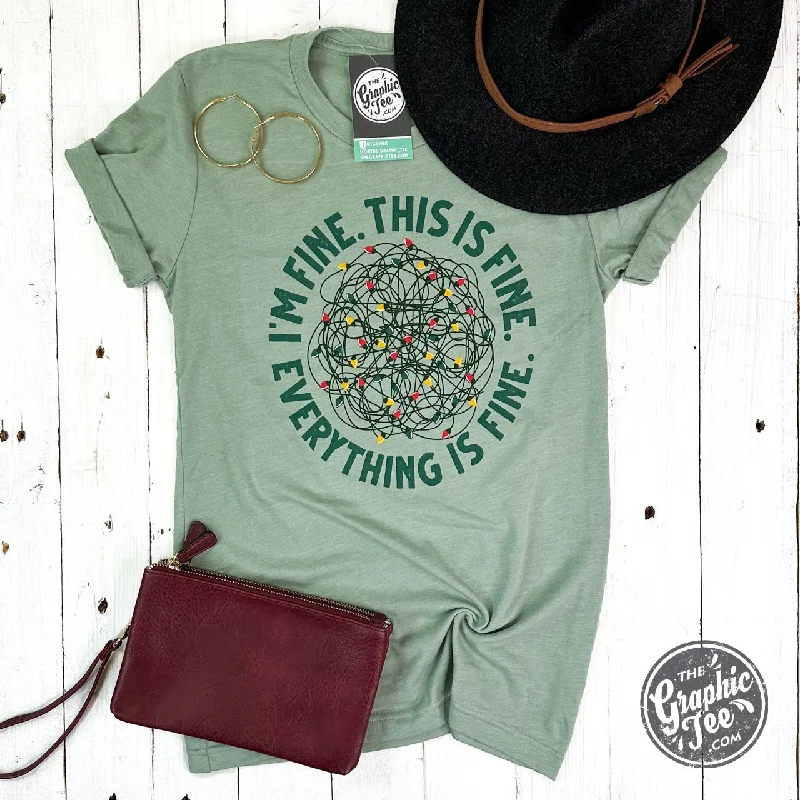 Year-End Sale I'm Fine. This is Fine. Everything is Fine. Heather Sage Unisex Short Sleeve Tee