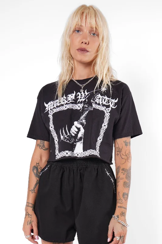 Weekend Specials Just for You Athame Cropped Cut-Off Tee