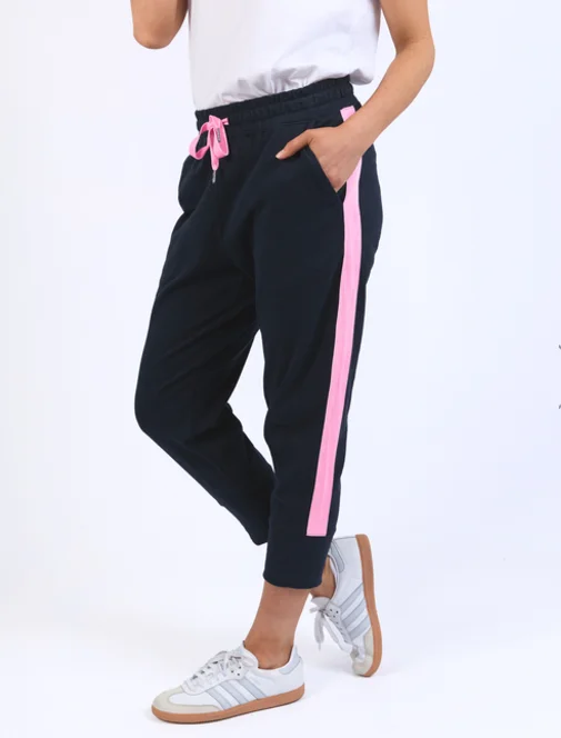 Weekend Offers That Delight Brunch Pants - Navy With Pink Side Tape