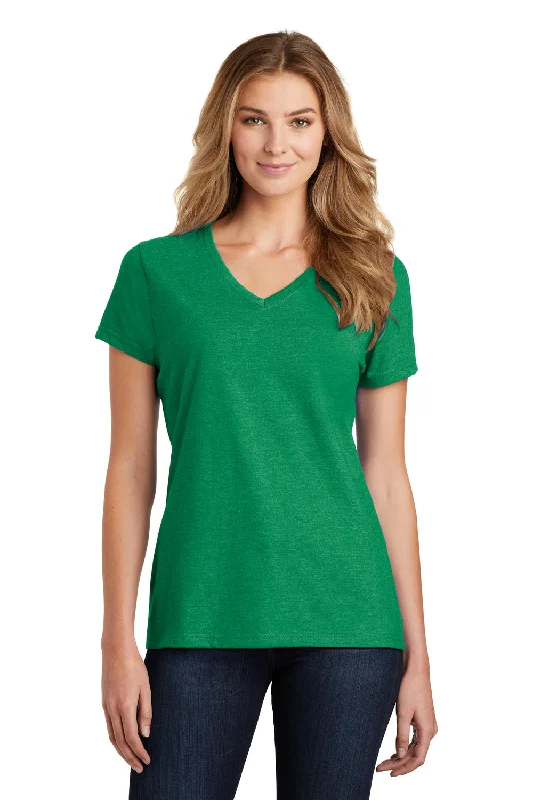 Discount Days Port & Company Womens Fan Favorite Short Sleeve V-Neck T-Shirt - Heather Athletic Kelly Green