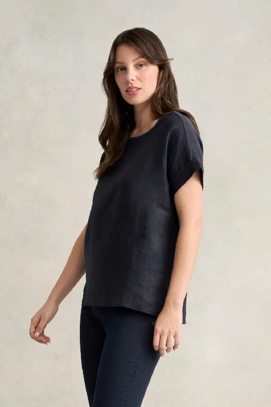 Instant Deal Linen Mix Top - Ink