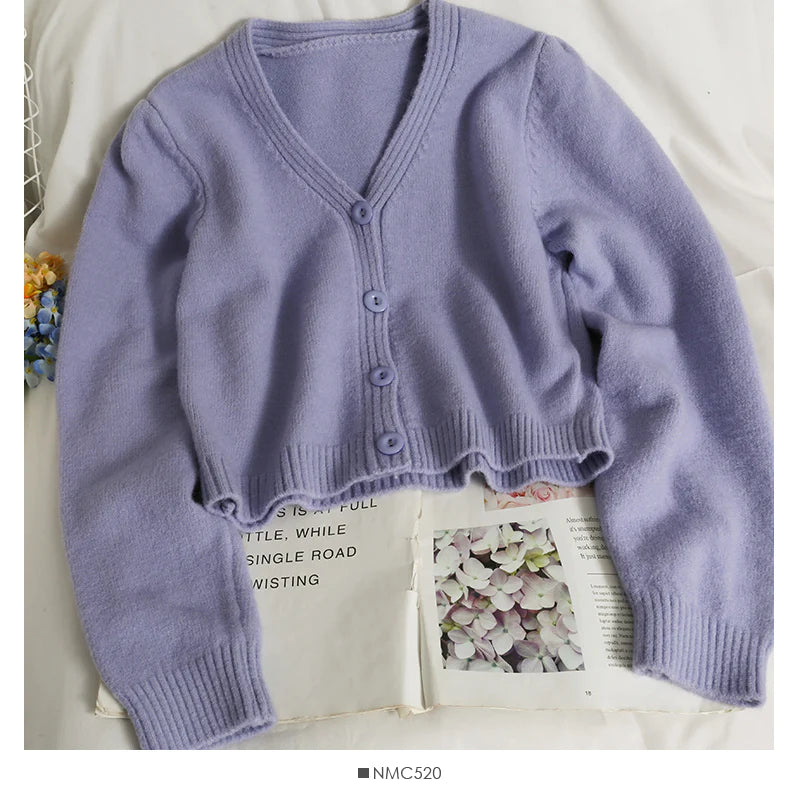 Super Bargain Women's cardigan long sleeve short single breasted sweater      S2542