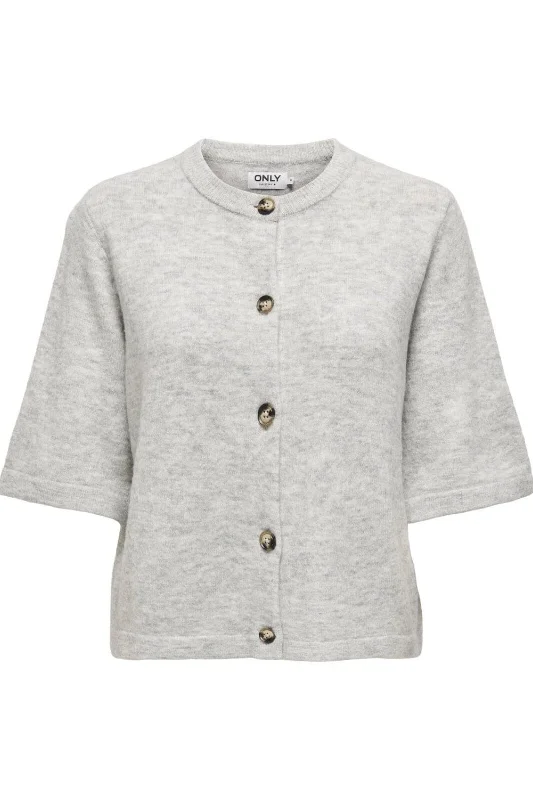 The Best Deal Only - Onlcamilla S/S Cardigan Knt - 4758829 Light Grey Melange