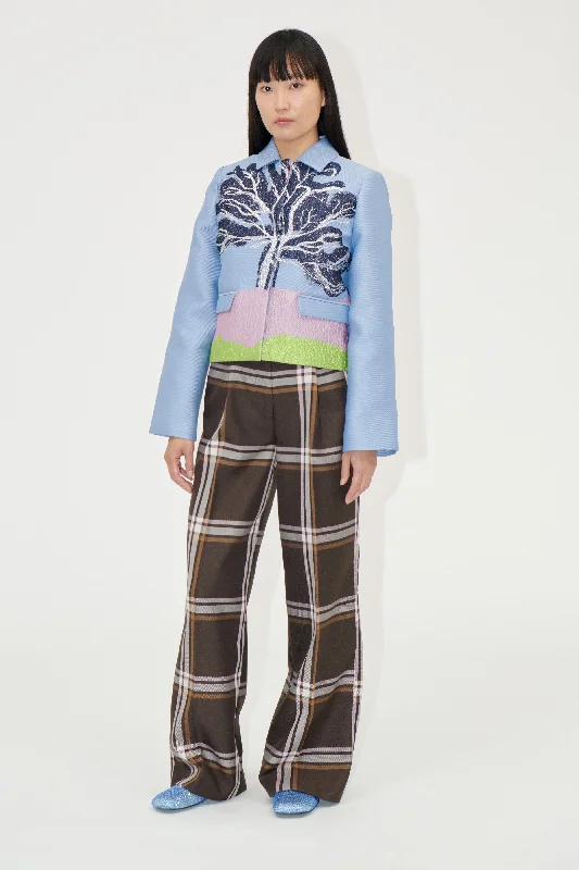 Daily Special Front Pleat Long Straight Pants - Weaved Checks