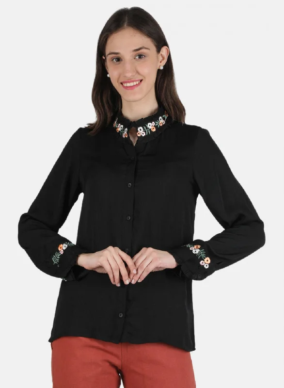 Hot Deal Women Black Solid Top