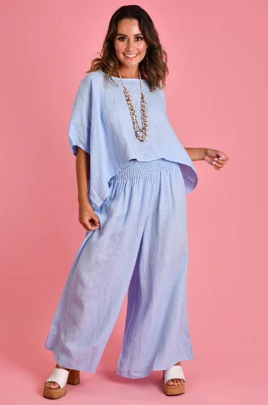 Discount Mania VLSP004 (24P154) - AMALFI PANT - SKY BLUE