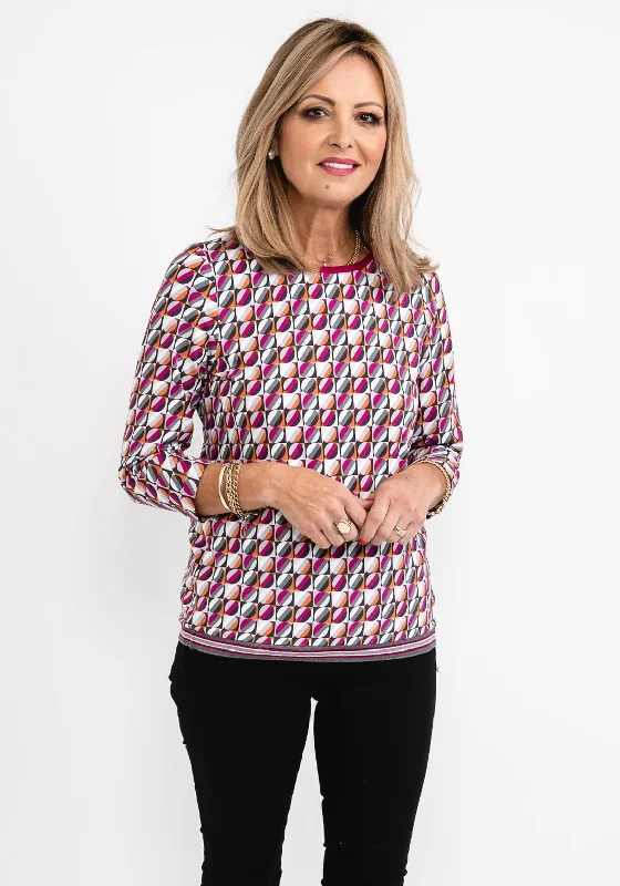 Weekend Specials to Indulge In Rabe Box Circle Print T-Shirt, Fuchsia Multi