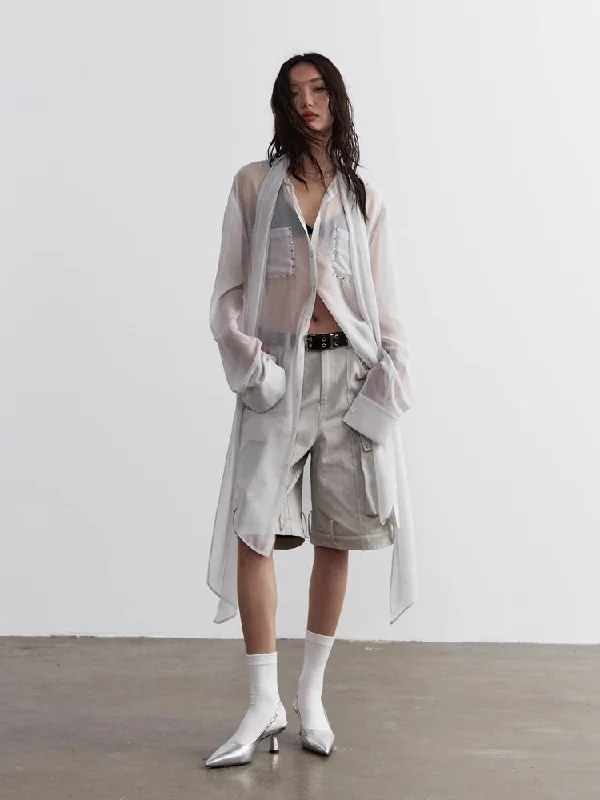 Markdowns Long Chiffon Shirt [S0000008532]